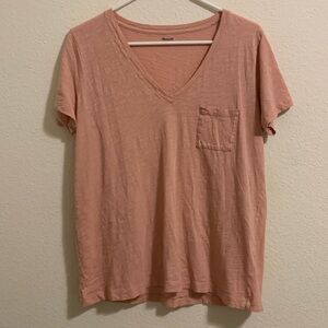Madewell size large pink short sleeve v-neck pocket t-shirt